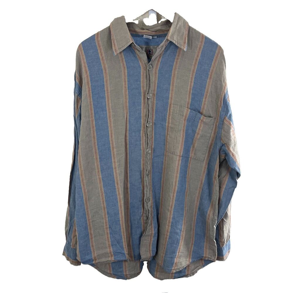 The Territory Ahead Vintage 90s Striped Linen Cotton Shirt Men’s XL